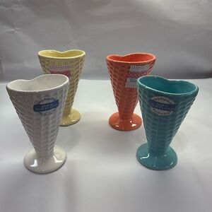 Faiancas Ramos Portugal Waffle Ice Cream Cone Bowls Set of 4